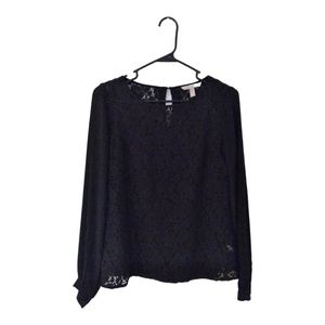 Banana‎ Republic Black Lace Long Sleeve Blouse